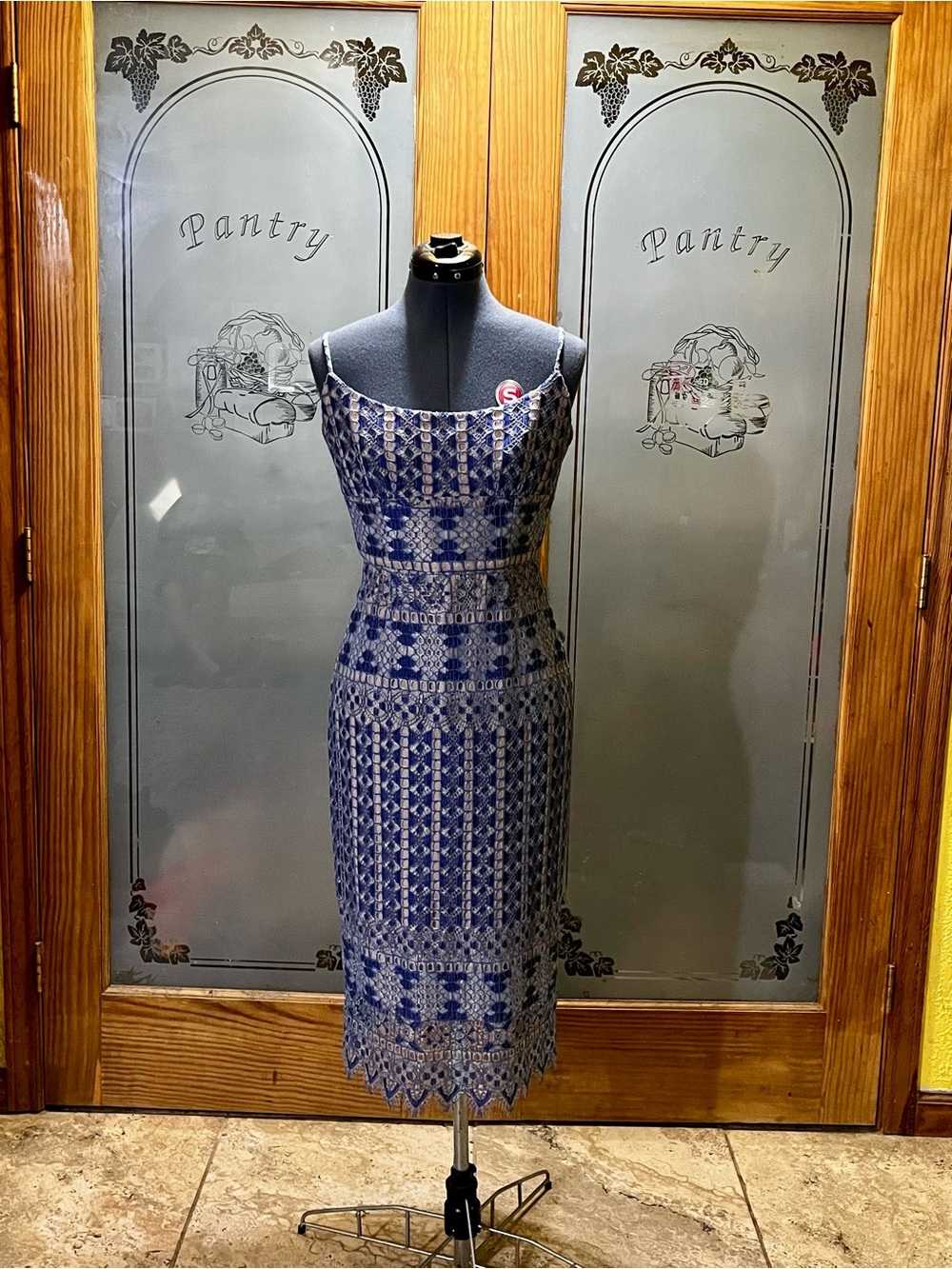Blue Lace Sheath Dress - Elegant Women's Cocktail Dress